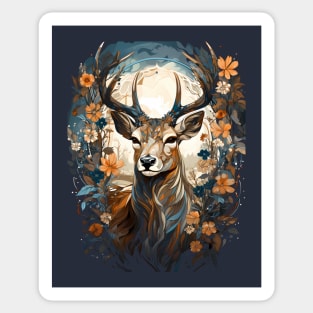 Tranquil Christmas Winter Stag in Shades of Blue Sticker